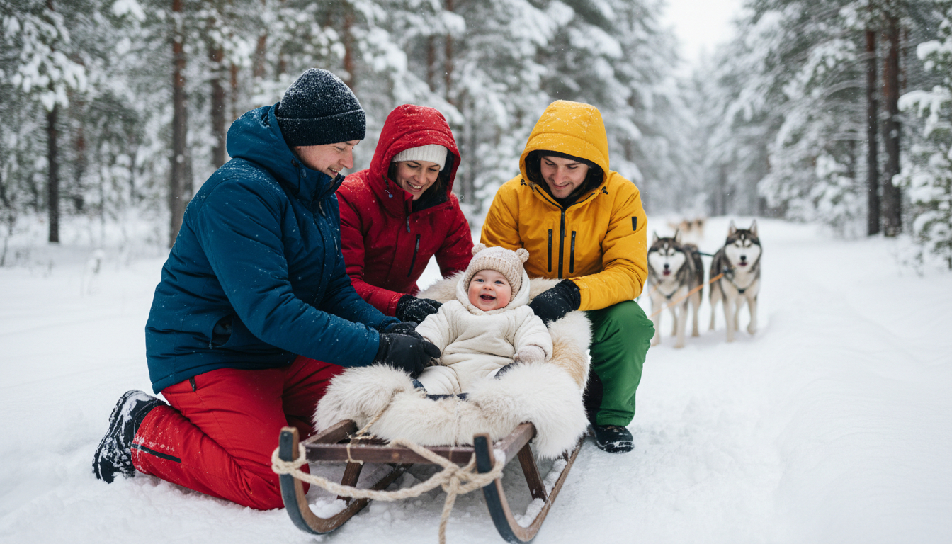 preparer-bebe-pour-une-randonnee-en-chien-de-traineau-en-famille
