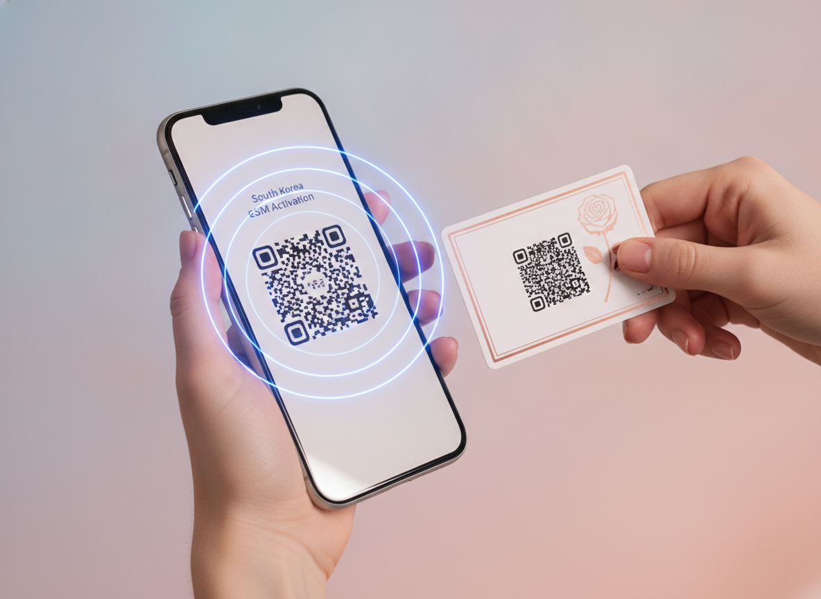 Activating a South Korea travel eSIM by scanning a QR code
