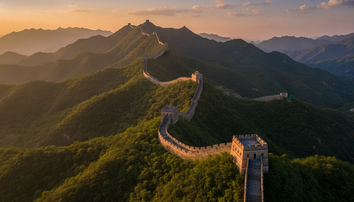La Grande Muraille de Chine au coucher du soleil, rester connecté en Chine avec une eSIM