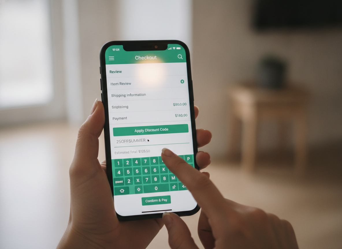 Introduciendo un código de descuento eSIM al finalizar la compra