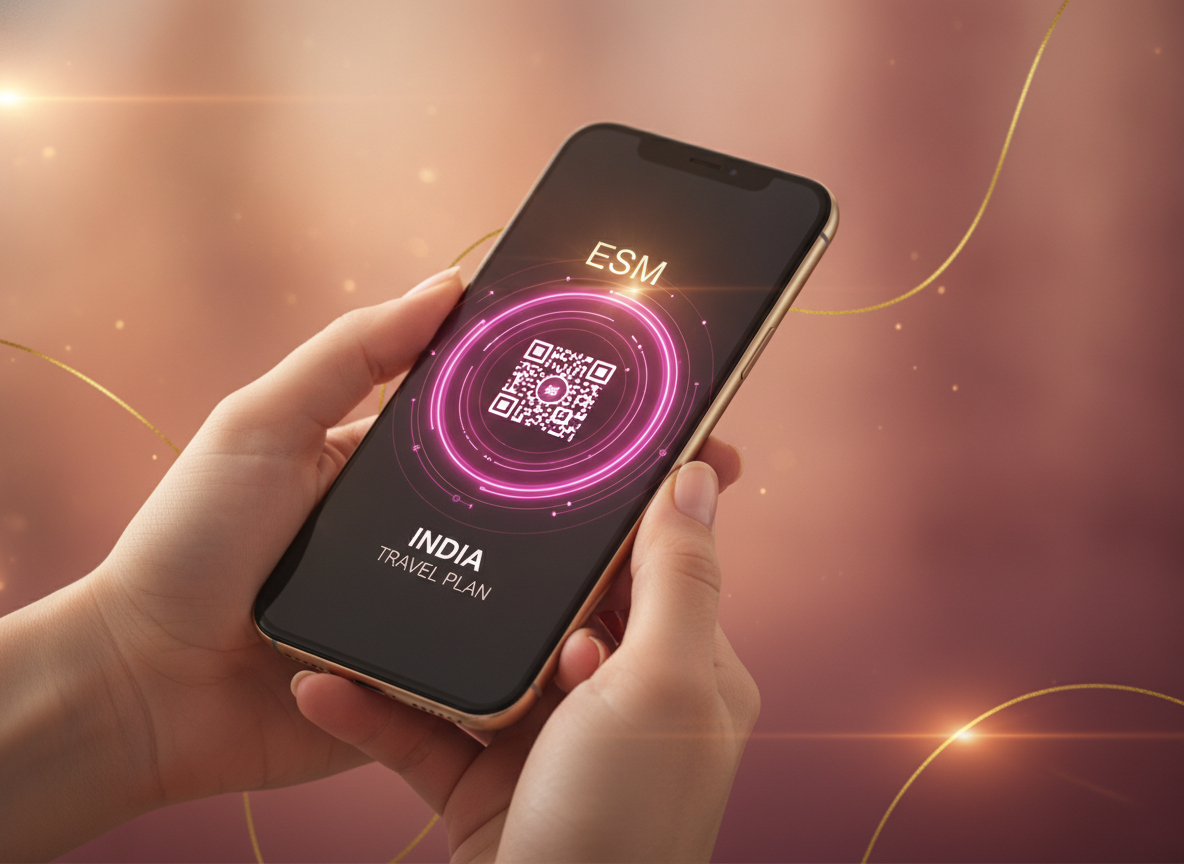 Activating an India travel eSIM by scanning a QR code