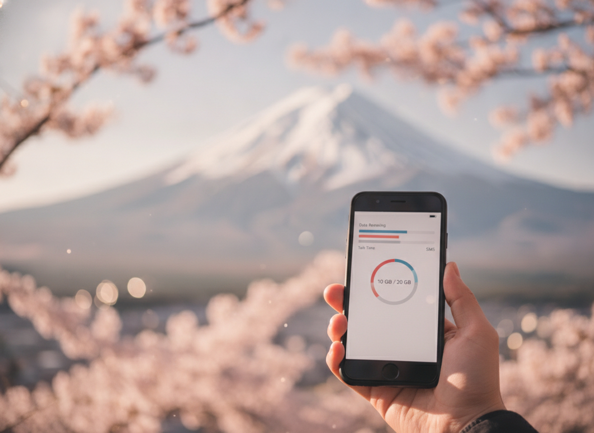 Saving on a Japan travel data plan with a promo code near Mt Fuji