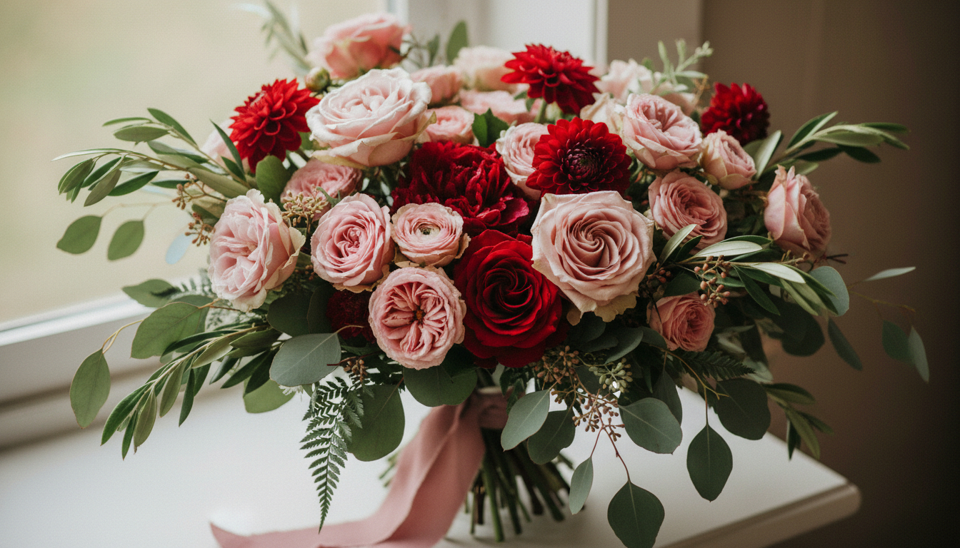 Illustration florale pour Comment choisir un bouquet de fleurs rose rouge harmonieux en 2026