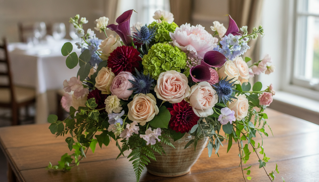 Illustration florale pour Comment commander un bouquet de fleurs fraîches pour restaurant ou événement pro en 2026