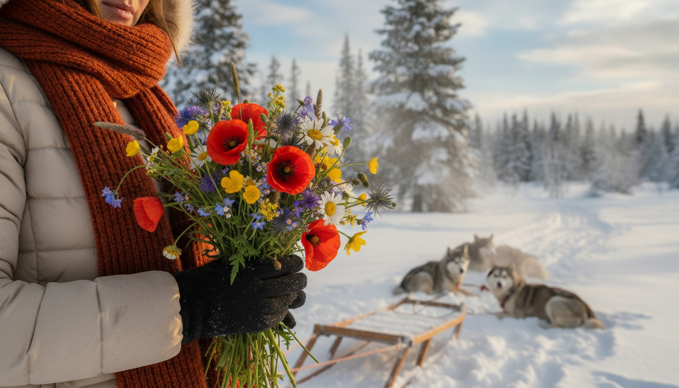 Illustration florale pour Où offrir un bouquet de fleurs fraîches après une activité chien de traîneau dans les Pyrénées en 2026