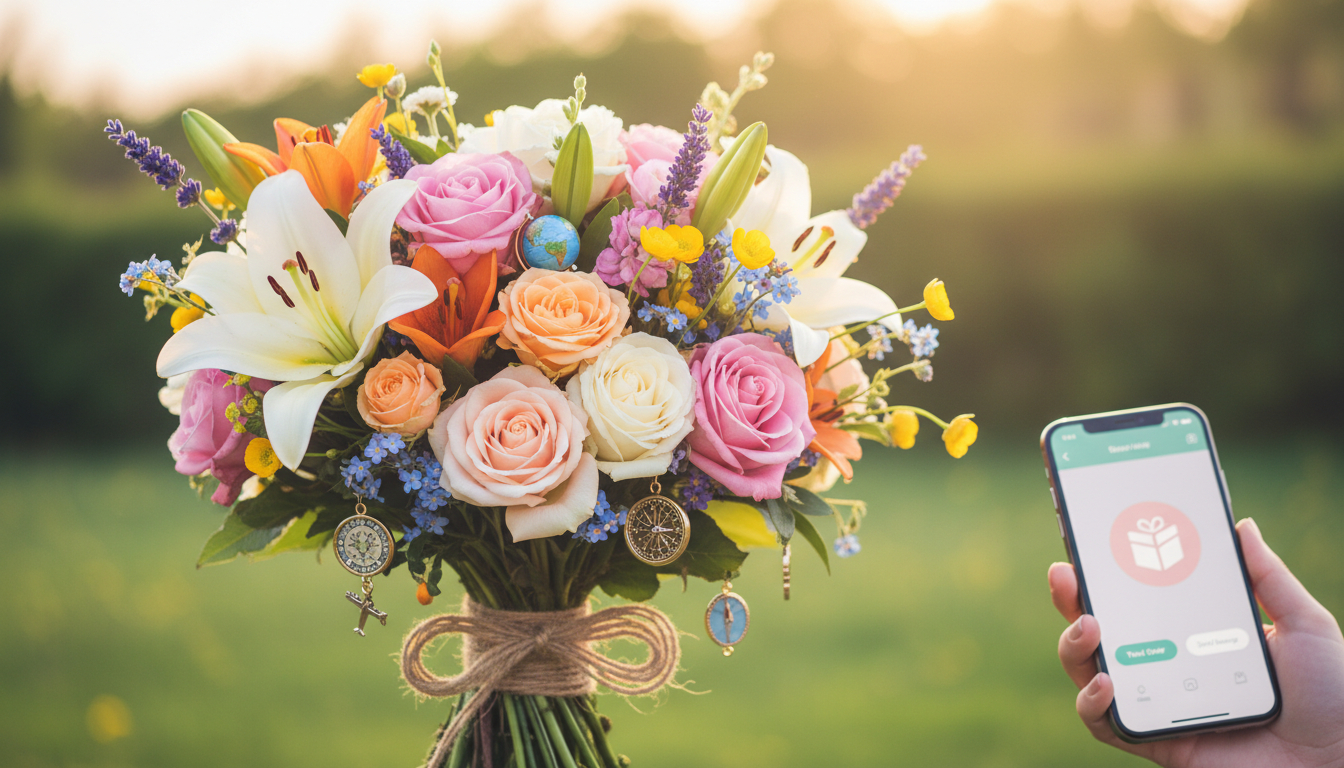 Illustration florale pour Comment choisir un bouquet de fleurs pour un voyageur en connexion mobile