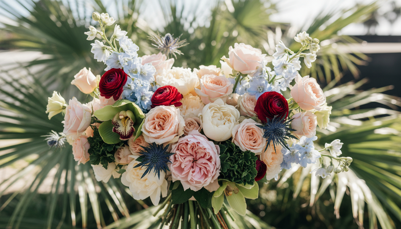 Illustration florale pour Comment choisir des fleurs fraîches pour un mariage à l'étranger en 2026