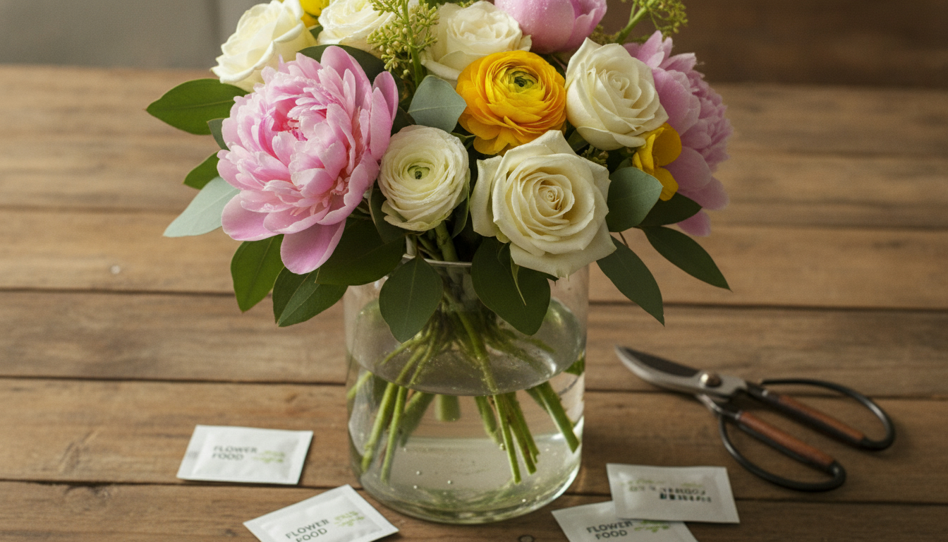 Illustration florale pour Comment conserver un bouquet de fleurs frais plus longtemps en 2026