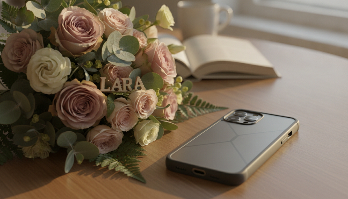 Illustration florale pour Idée cadeau bouquet de fleurs personnalisé et protection smartphone 2026