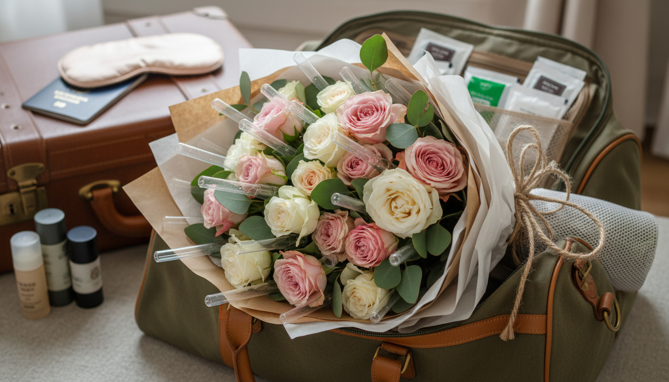 Illustration florale pour Comment préserver un bouquet de fleurs fraîches en voyage en 2026