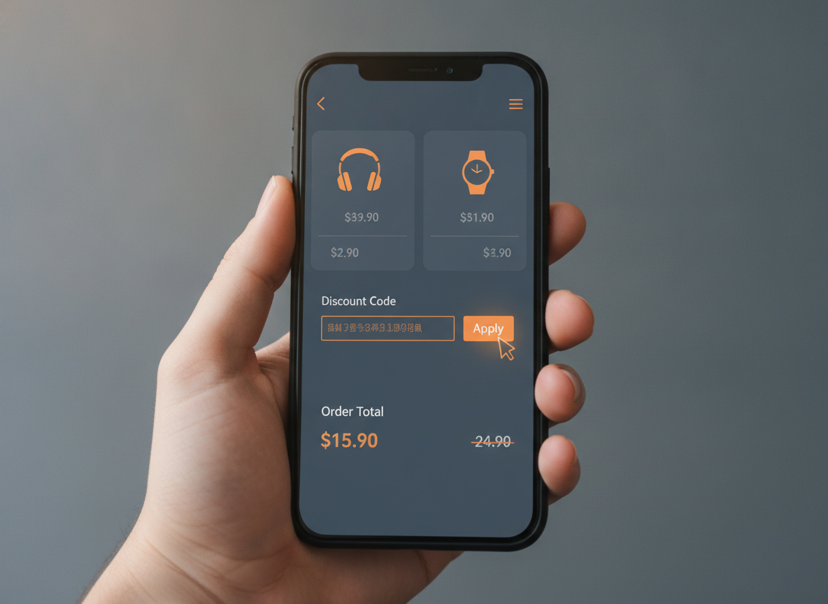 Applying an eSIM promo code at an online checkout on a phone